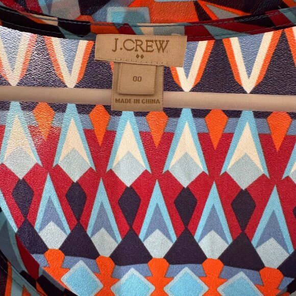 J Crew silk short sleeve color block blouse- size 00 - Picture 4 of 7